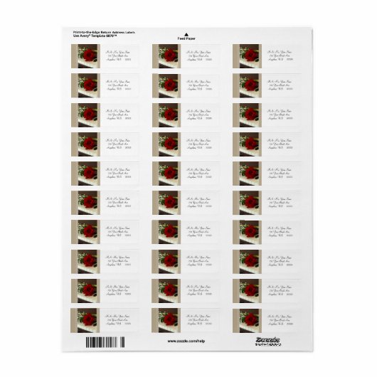 Red Rose Piano Retouradreslabels Cadeau Labels (Full Sheet)