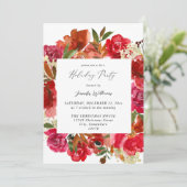 Red Rose & Pink Floral 1 Vakpartij Kaart (Staand voorkant)