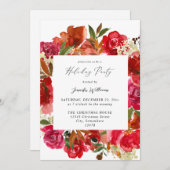 Red Rose & Pink Floral 1 Vakpartij Kaart (Voorkant / Achterkant)