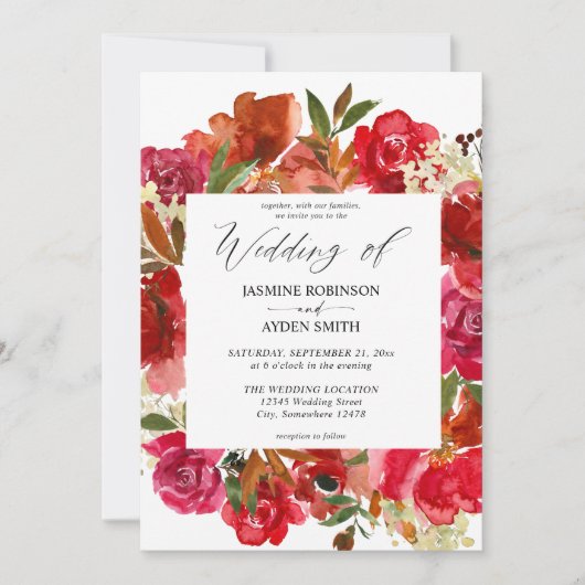 Red Rose & Pink Floral 1 Weddenschap Kaart (Voorkant)