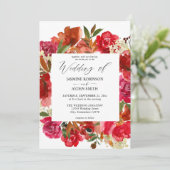 Red Rose & Pink Floral 1 Weddenschap Kaart (Staand voorkant)