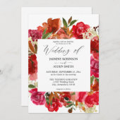 Red Rose & Pink Floral 1 Weddenschap Kaart (Voorkant / Achterkant)