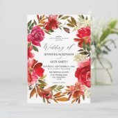 Red Rose & Pink Floral 2 Weddenschap Kaart (Staand voorkant)