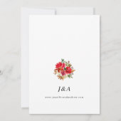 Red Rose & Pink Floral 3 Weddenschap Kaart (Achterkant)
