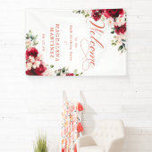 Red Rose Pink Peony 80th Birthday Welcome Spandoek (Insitu)