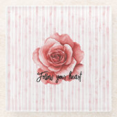 Red Rose Pink Stripes Glazen Onderzetter (Voorkant)