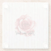 Red Rose Pink Stripes Glazen Onderzetter (Achterkant)