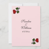 Red Rose Pink Wedding Invitation Kaart (Achterkant)
