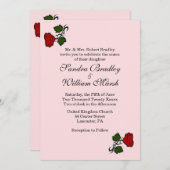 Red Rose Pink Wedding Invitation Kaart (Voorkant / Achterkant)