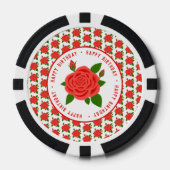 Red Rose Poker Chips voor verjaardagen (Voorkant)