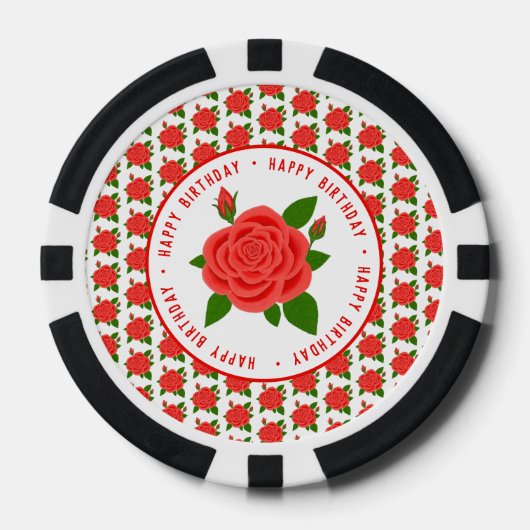 Red Rose Poker Chips voor verjaardagen (Voorkant)
