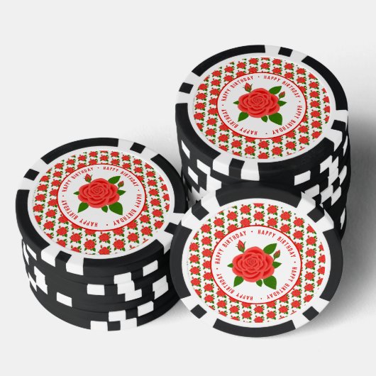 Red Rose Poker Chips voor verjaardagen (Opstapeling)