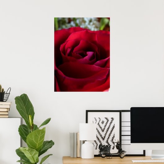 Red Rose Poster — Afdruk prachtige, langwerpige Ar (Thuiskantoor)