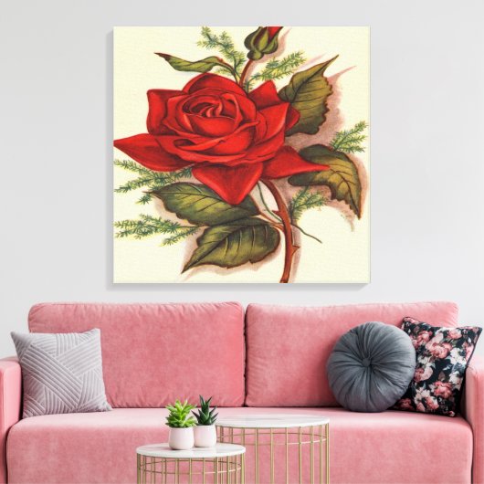 Red Rose Premium Verpakt Canvas (Glans) (Insitu (Woonkamer))