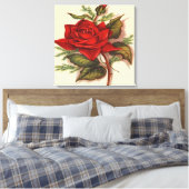 Red Rose Premium Verpakt Canvas (Glans) Afdruk (Insitu (Slaapkamer))