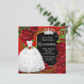 Red Rose Princess Quinceanera Kaart (Staand voorkant)