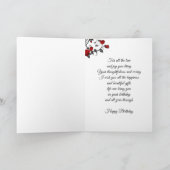 Red Rose Print Aangepaste naam Verjaardag Kaart-Vr Kaart (Binnen)