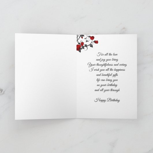 Red Rose Print Aangepaste naam Verjaardag Kaart-Vr Kaart (Binnen)