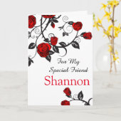 Red Rose Print Aangepaste naam Verjaardag Kaart-Vr Kaart (Gele Bloem)