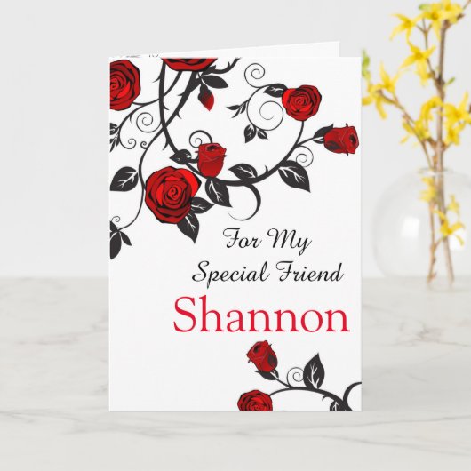 Red Rose Print Aangepaste naam Verjaardag Kaart-Vr Kaart (Gele Bloem)