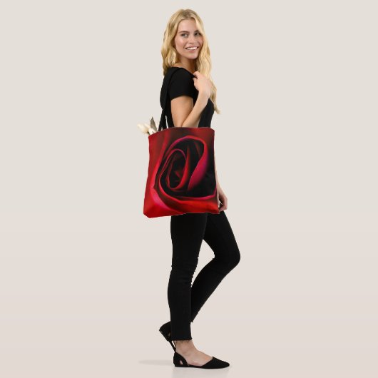 Red Rose Print Canvas tas (Op model)