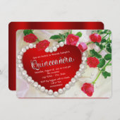 Red Rose Quinceañera Kaart (Voorkant / Achterkant)