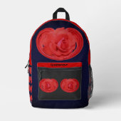 Red Rose Raindrops Floral Abstract gepersonaliseer Bedrukte Rugzak (Voorkant)