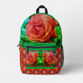 Red Rose Raindrops Flower Abstract gepersonaliseer Bedrukte Rugzak (Voorkant)