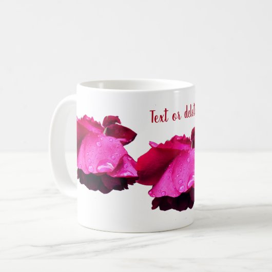 Red Rose Raindrops, gepersonaliseerd Koffiemok (Voorkant links)