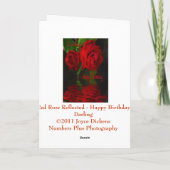 Red Rose Refelcted-Happy Birthday Darling Kaart (Achterkant)