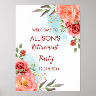 Red Rose Retirement Party Welkomstbord Poster