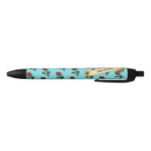  Red Rose & Ribbon Toevoegen Jouw naam 80s Retro Zwarte Inkt Pen (Bodem)