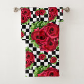 Red Rose Rockabilly Check Bad Handdoek (Insitu)