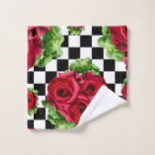 Red Rose Rockabilly Check Bad Handdoek (Wasdoekje)