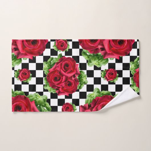 Red Rose Rockabilly Check Bad Handdoek (Handdoek)