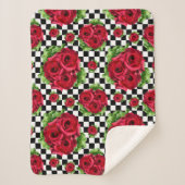 Red Rose Rockabilly Check Sherpa Deken (Voorkant)
