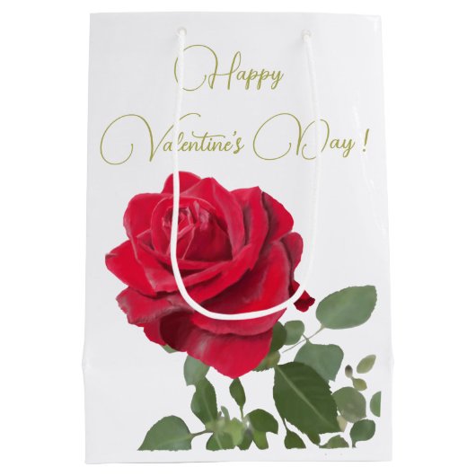 Red rose - Rode roos - Valentine's day Medium Cadeauzakje (Achterkant)