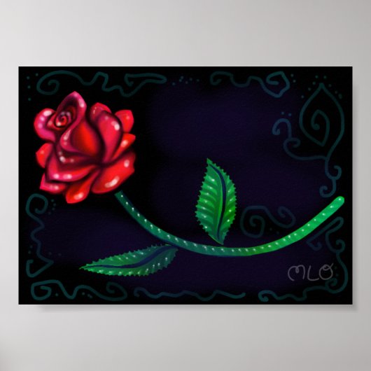 Red Rose Romance Art Print (Voorkant)
