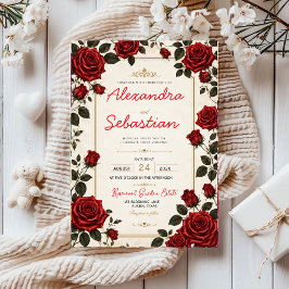Red Rose Romantic Floral Elegant Rose Garden Acryl Uitnodigingen