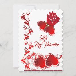 Red Rose Romantic Hearts ben mijn Valentijn Feestdagenkaart