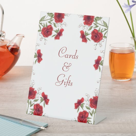 Red Rose Romantic Wedding Cards Gift Sign Reclamebord Met Voetstuk (Insitu)