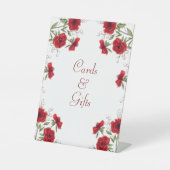 Red Rose Romantic Wedding Cards Gift Sign Reclamebord Met Voetstuk (Voorkant)