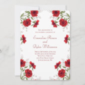 Red Rose Romantic Wedding Kaart (Voorkant)