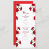 Red Rose Romantic Wedding Menus Menu (Voorkant / Achterkant)
