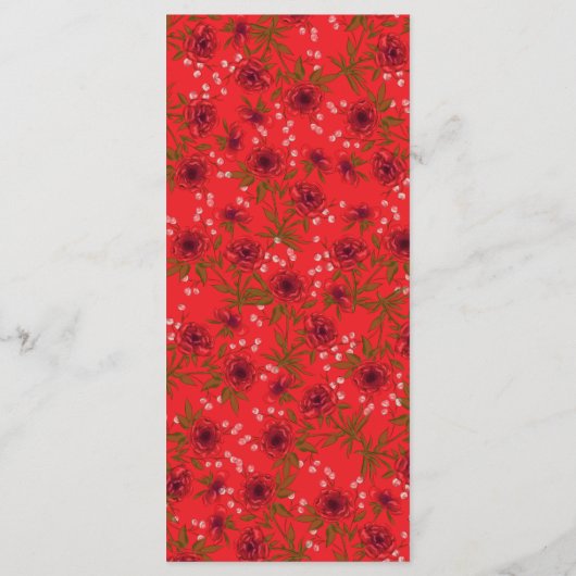 Red Rose Romantic Wedding Menus Menu (Achterkant)