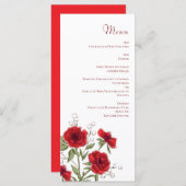 Red Rose Romantic Wedding Menus Menu (Voorkant / Achterkant)