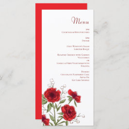 Red Rose Romantic Wedding Menus Menu