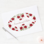 Red Rose Romantic Wedding Ovale Sticker (Envelop)
