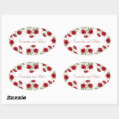 Red Rose Romantic Wedding Ovale Sticker (Vel)