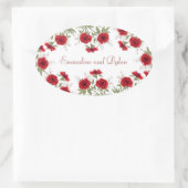 Red Rose Romantic Wedding Ovale Sticker (Tas)
